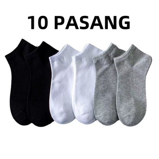 [Gratis Ongkir 10 pasang/5pasang ] kaos kaki  pendek /kaos kaki pria wanita /kaos kaki cewek cowo / kaos kaki polos tebal /kaos kaki sekolah kantor/hitam putih abu abu