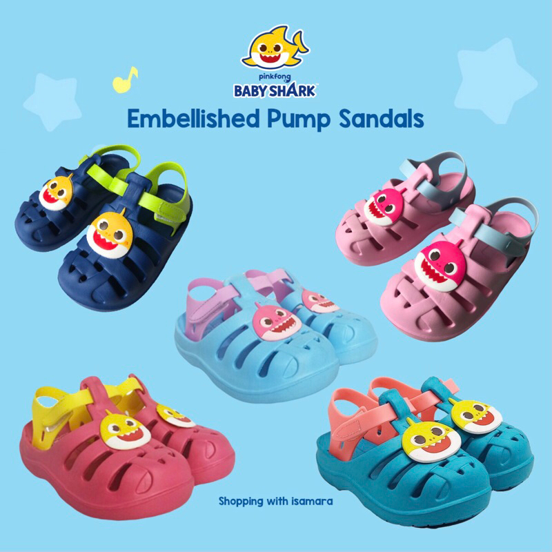 Pinkfong Baby Shark Embellished Pump Sandals/รองเท้าแตะเด็ก