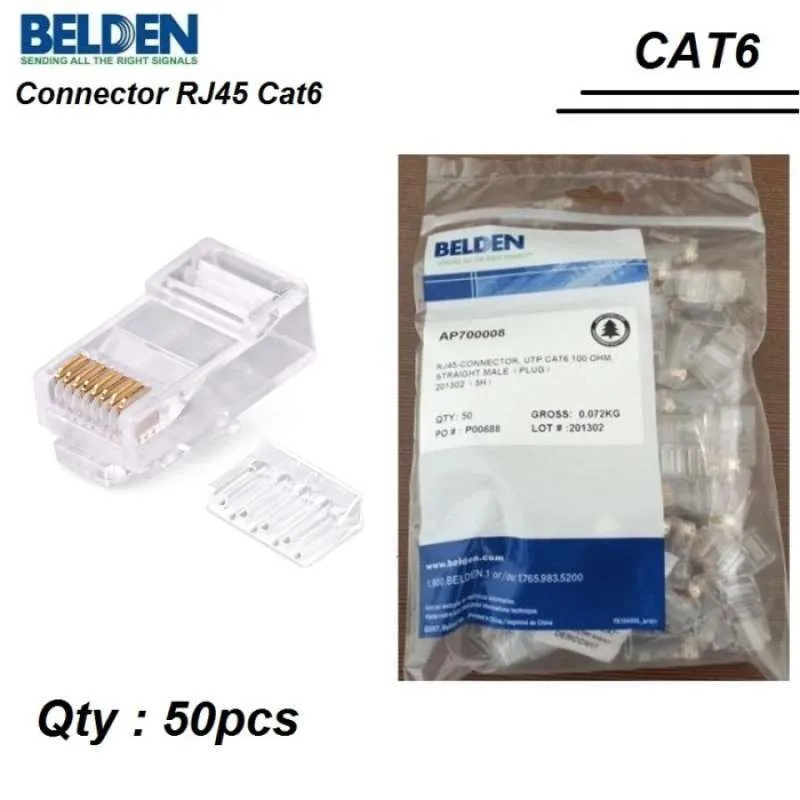 ขั้วต่อ Belden UTP RJ45 Cat 6 / UTP Connector RJ45 Cat-6 / AP700008