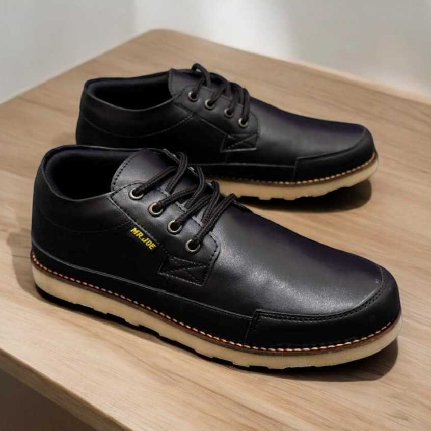 ผู้ชายสีดําอย่างเป็นทางการรองเท้า Oxford ต่ําทํางานแบนดิบหนังยาง Amigo สังเคราะห์ Premium Portibee G