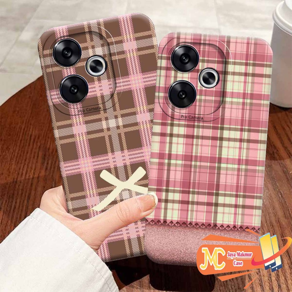 HP Sofcase poco f6 2024 F5 F4 F3 x5 x5 pro X6 x6 pro m6 pro note 13 pro plus Aesthetic ถักลายตารางหม