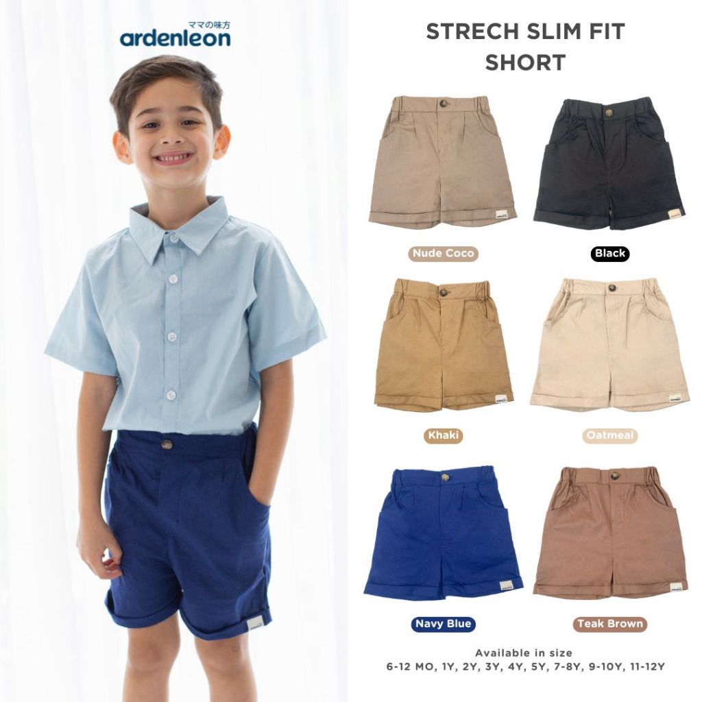 กางเกงขาสั้นเด็ก Ardenleon Stretch Slim Fit Short