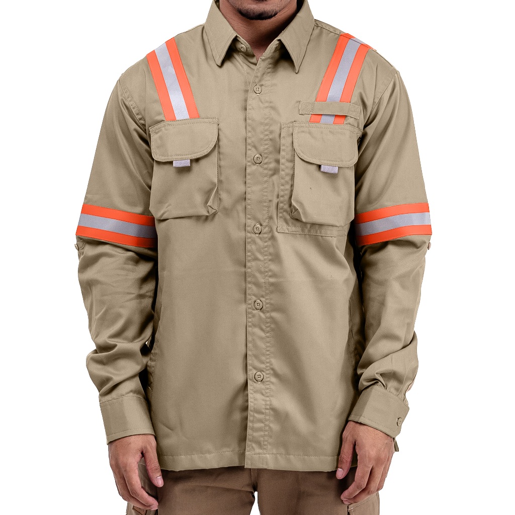 KEMEJA Engineer Workwear - Logging Wearpack Khaki Cream, Long Shirt / Workshop Work Shirt