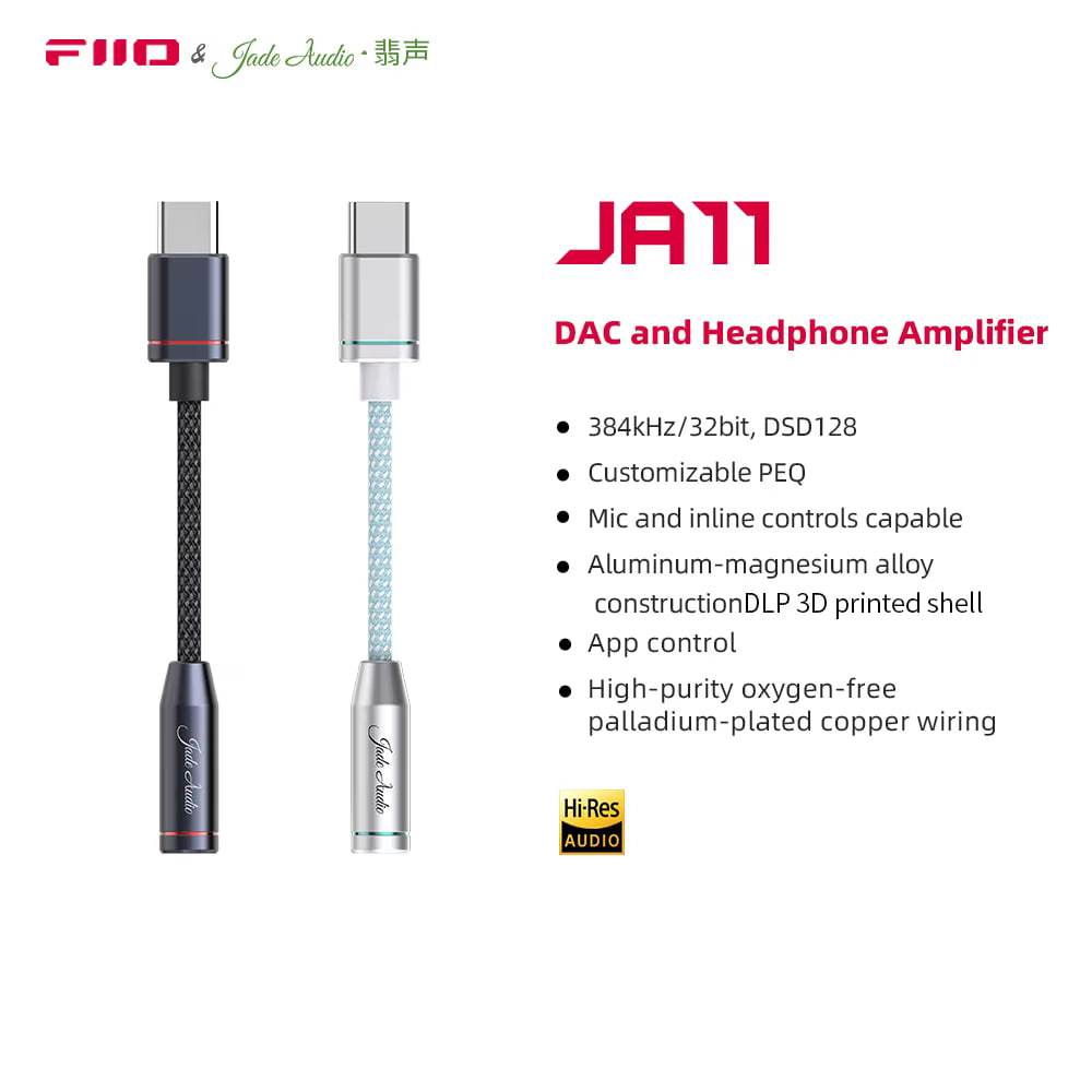 Fiio Jade Audio JA-11/JA11 - USB Type C ถึง 3.5 มม.หูฟังหูฟัง DAC Amplifier สําหรับ IOS Android - Ze