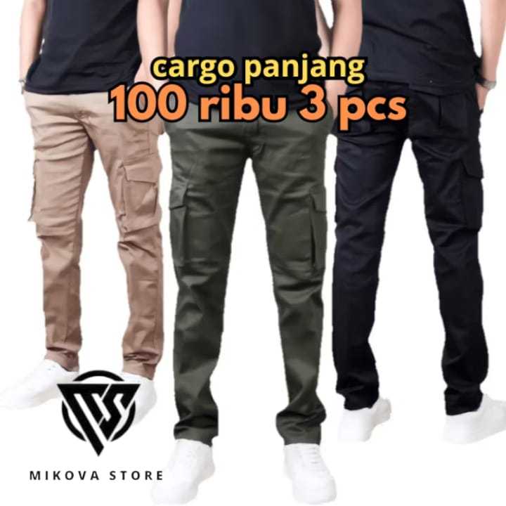 พรีเมี่ยม DIRECT CHECKOUT 100 THOUSAND GET 3 PCS LONG CARGO PANTS สําหรับผู้ใหญ่ผู้ชาย LONG CARGO PA