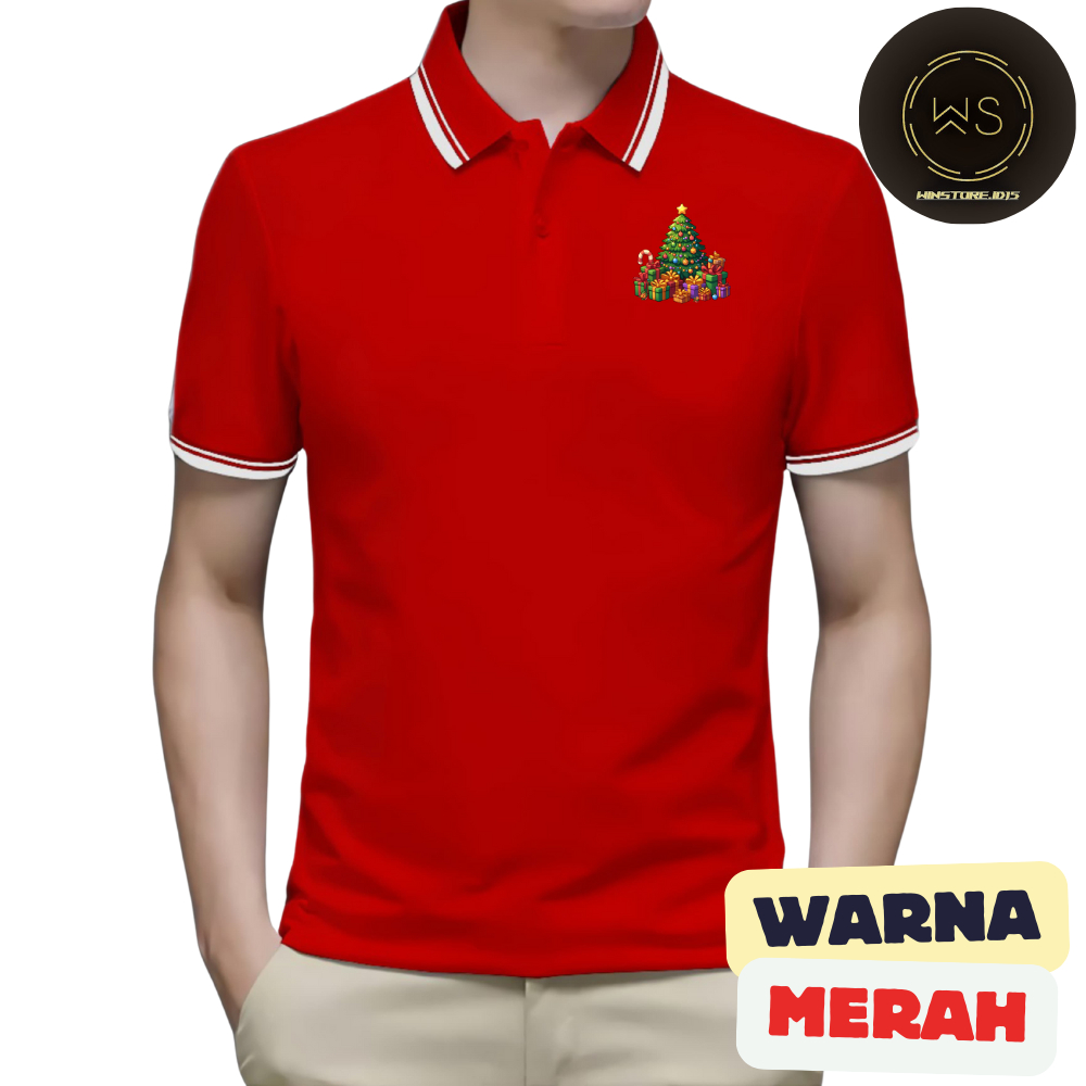 WINSTORE.ID15 Wangki 2 LIS เสื้อยืดโปโลพร้อม GOLD TREE Motif EPS 2 ชายธรรมดาไซส์ M, L, XL, XXL เสื้อ