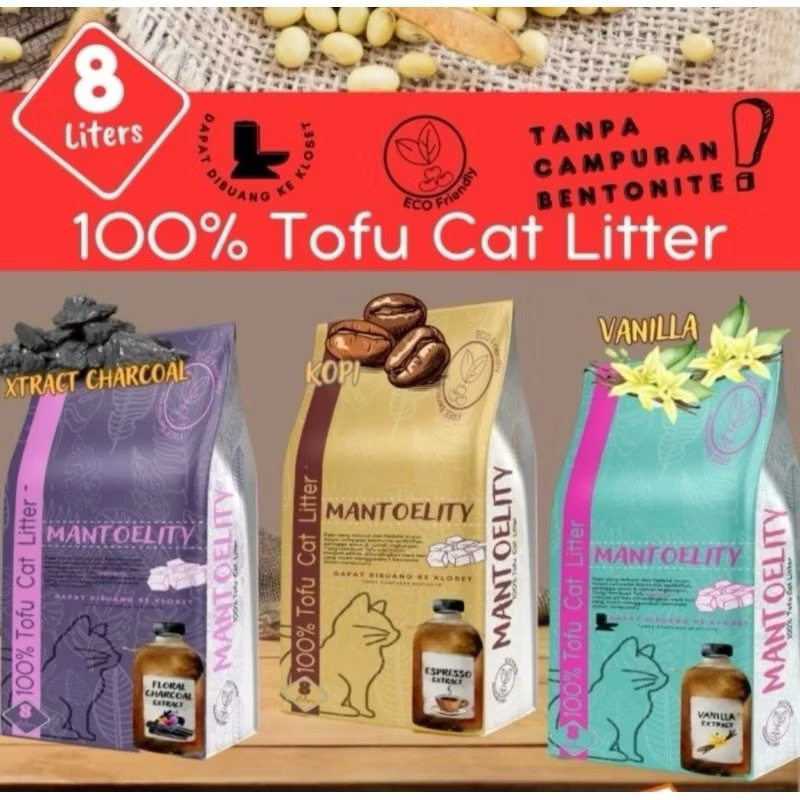 MANTOLIETY TOFU CAT SAND 8 ลิตร - SOYA CAT TOFU SAND