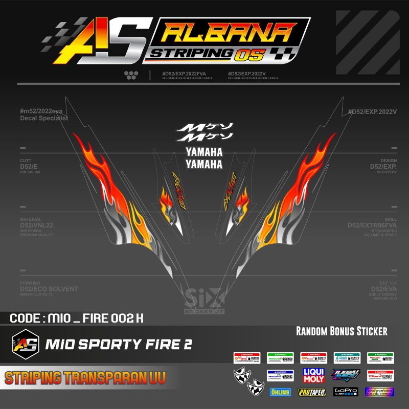 Mio SPORTY Fire แถบโปร่งใส/สติ๊กเกอร์ MIO เก่า/สติ๊กเกอร์ Mica โปร่งใส UV