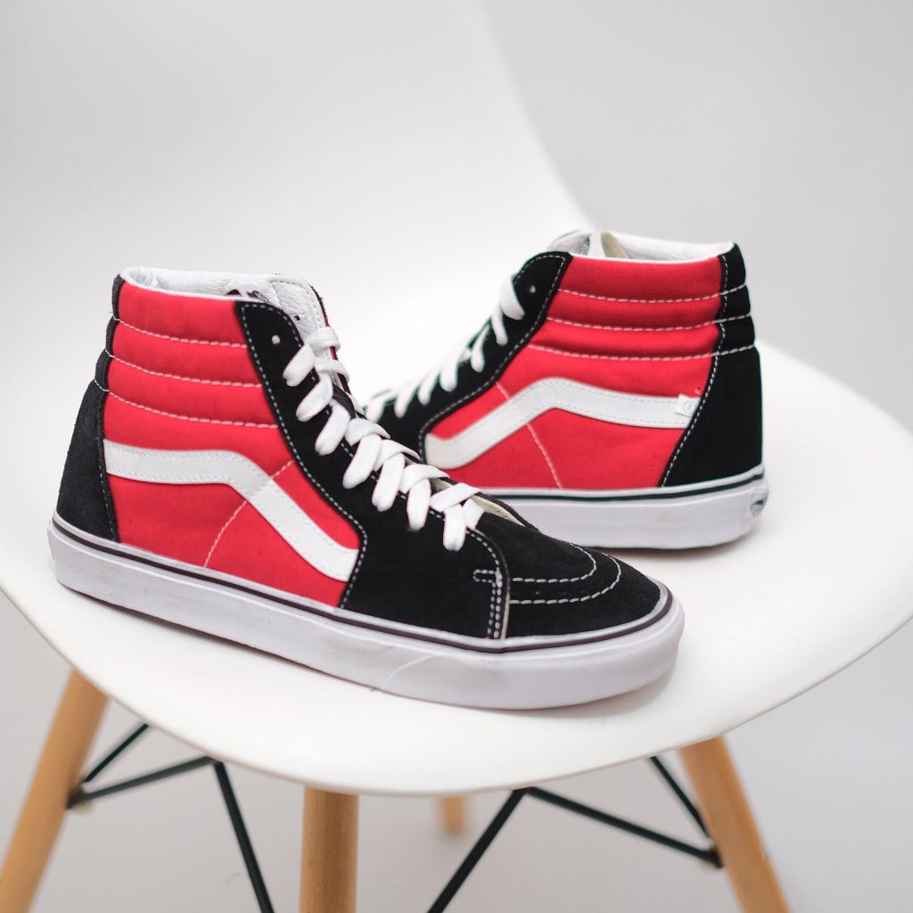 Vans Sk8 Hi Red Black [แทนที่ Box] ของแท้ 100%