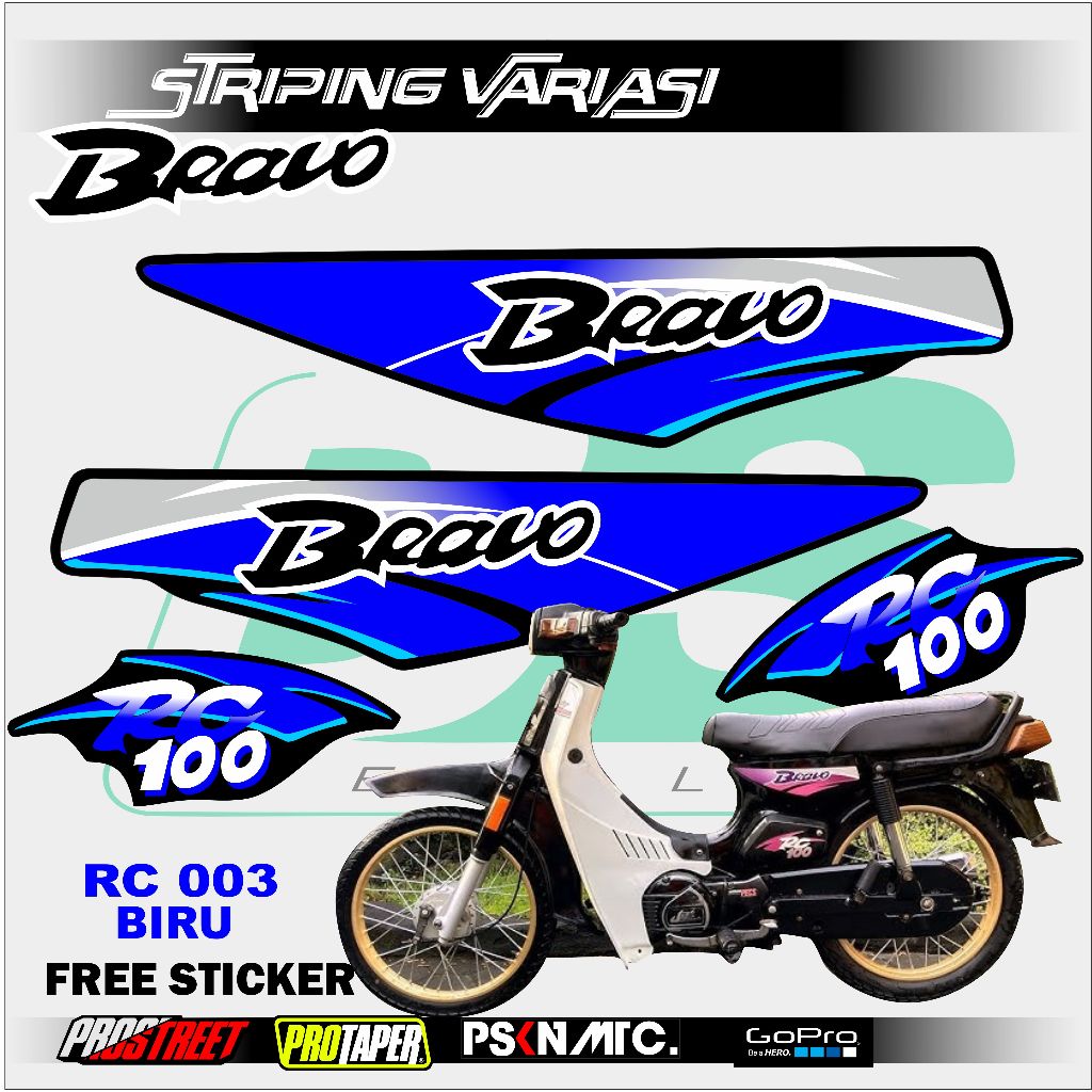 SUZUKI BRAVO RC100 MOTORCYCLE VARIATION STRIPING STICKER / SUZUKI BRAVO RC100 MOTORCYCLE STRIPING LI
