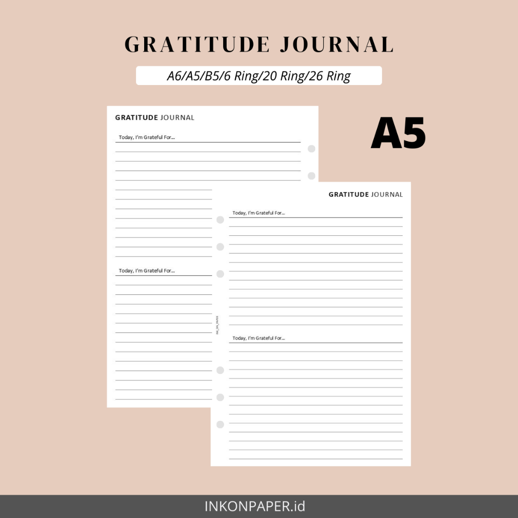 A5 - Gratitude Journal, Daily Journal, Journaling โดย INK_ON_PAPER