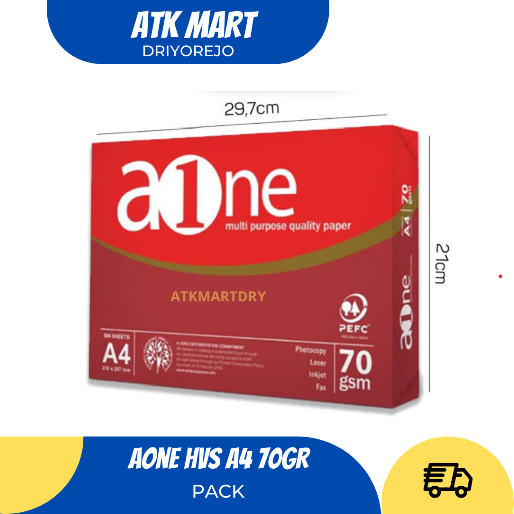 A4 HVS PAPER 70 GRAM 1 RIM AONE คูปอง 500 แผ่นสีขาว PHOTOCOPY COPIER