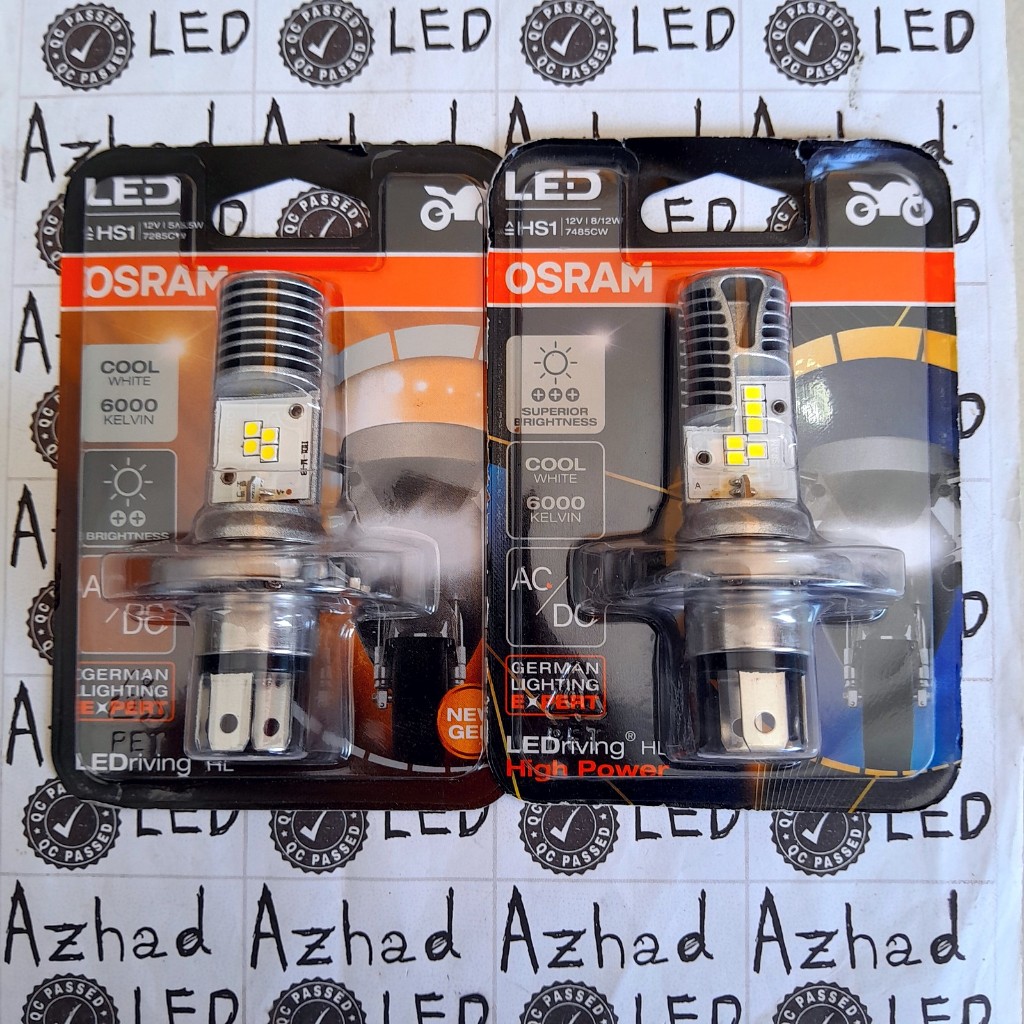 Putih Osram High Power H4 HS1 LED ไฟหน้าสีขาวสว่าง 8/12 วัตต์ 12V ACDC Original รถจักรยานยนต์รถหลักห