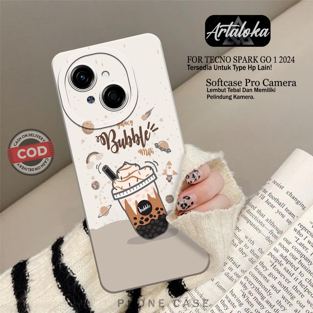Softcase Hp Tecno Spark Go 1 2024 แฟชั่นล่าสุดกรณี Boba กรณี Tecno Spark Go 1 2024 ซิลิโคน TPU Pro ป