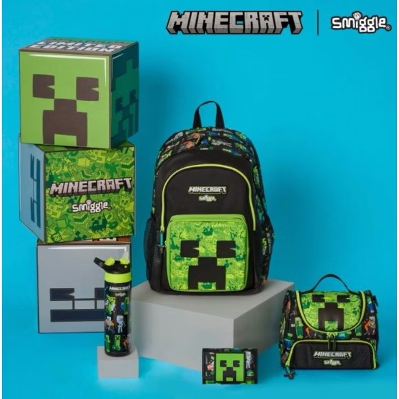 Kiddikiddo SMIGGLE MINECRAFT SET Childrens Fashion SCHOOL SUPPLEIES EDITION MINECRAFT Motif / MINECRAFT LUNCHBAG / MINECRAFT SD Backpack