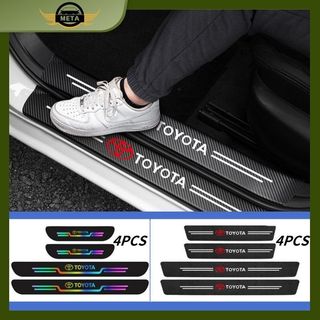 4Pcs Sticker Pelindung Sill Plate / Stiker Pelindung Pijakan Lantai Pintu Mobil / Universal Carbon Fiber Car Door Step Sill Plate Mobil Sticker Stiker Fortuner