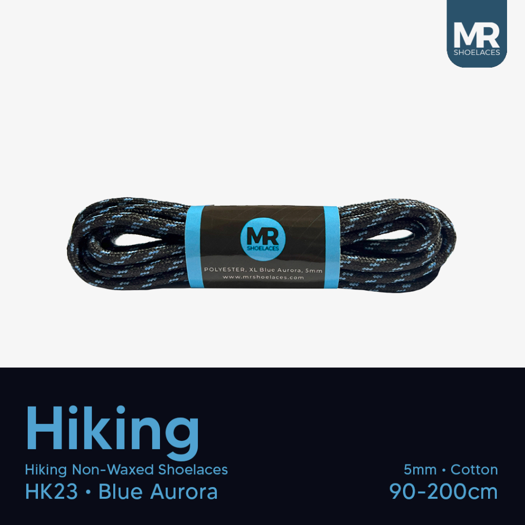 KATUN MR Shoelaces HK22 Blue Aurora Hiking Shoelaces Motif 4-5 มม.90 ซม.120 ซม.130 ซม.150 ซม.180 ซม.200 ซม. (ผ้าฝ้าย)