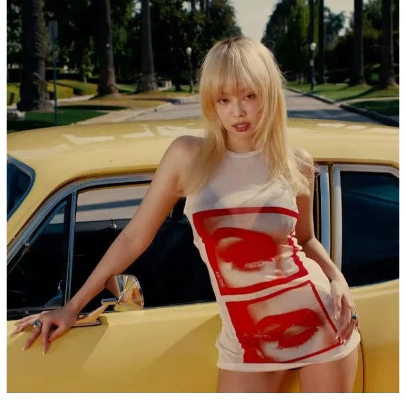 CHROMATIC | Jennie Blackpink Mantra เพลงใหม่สไตล์เดียวกันส่วนบุคคลเฉพาะพิมพ์รอบคอ retro hot girl sli