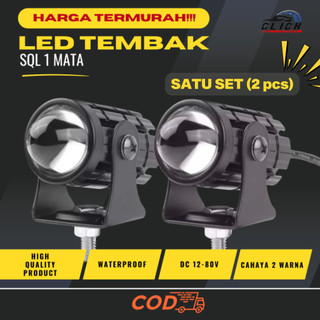 Lampu Sorot 1 Mata LED ZES – Cree Tembak Motor Mobil IP68 Putih & Kuning Terang Lampu Sorot Laser Gun 2 Warna Motor Mobil Mini D2