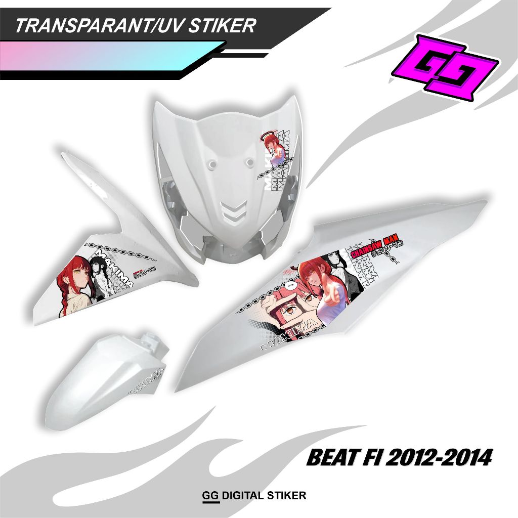 สติ๊กเกอร์ HONDA BEAT FI 2012-2014 พรีเมี่ยม TRANSPARENT MAKIMA CHAINSAW MAN