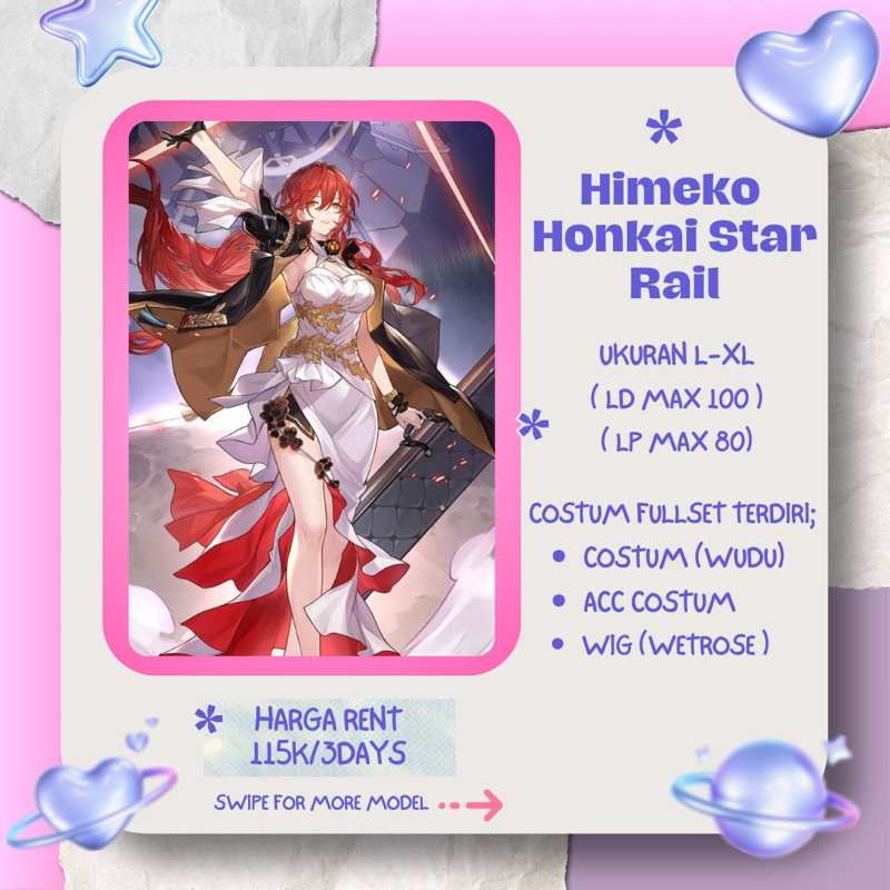 RENTAL OF HIMEKO HONKAI STAR RAIL COSTUME RENTAL