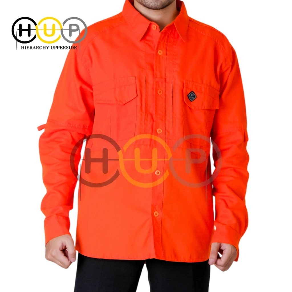 KEMEJA MTAC PLAIN ORANGE SHIRT LONG-SLEEVED TACTICAL SHIRT FIELD SHIRT