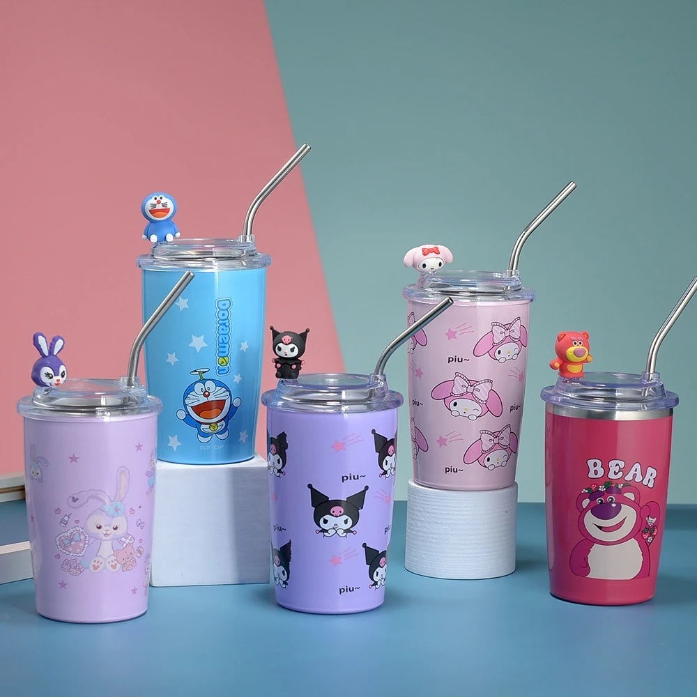 แก้วน้ําสแตนเลส Sanrio 500ml ขนาดฟรีตุ๊กตาและหลอดสแตนเลส 2335 - 1283 - KJ