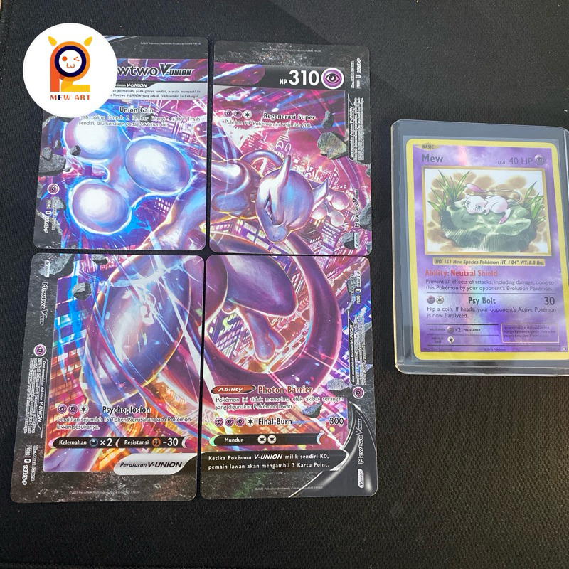 Mewtwo V Union Holo Card 1 ชุด TCG Pokemon indonesia
