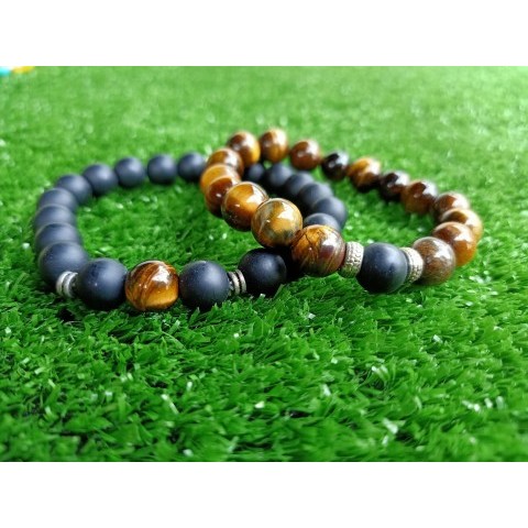 DANCE BRACELET ONYX MIX TIGER EYE STONE / COUPLE BRACELET