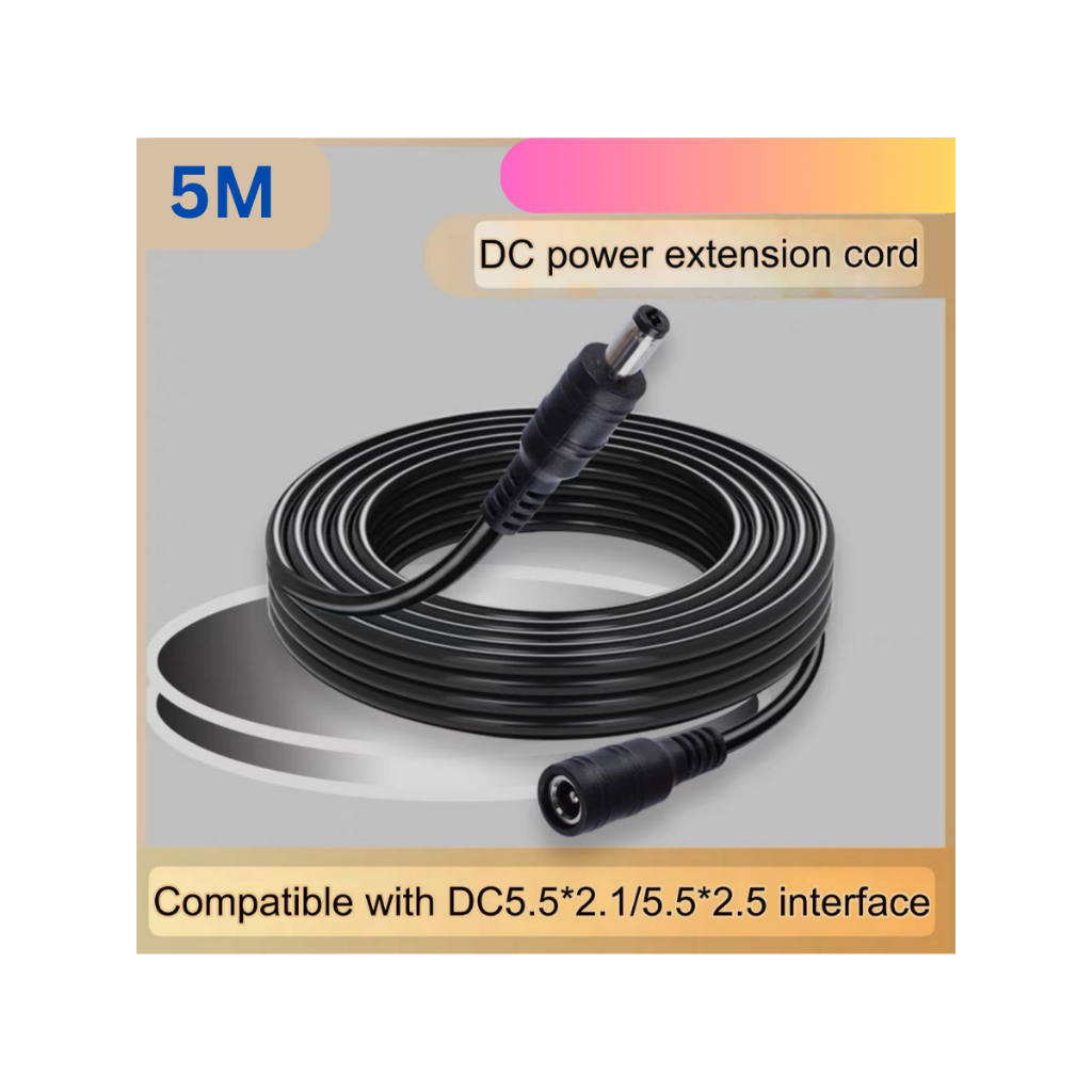 สายไฟ DC 1M / 2M / 3M / 5M / 10M / 15M / 20M สายไฟ DC 12V สายไฟอะแดปเตอร์ 5.5*2.1 มม.