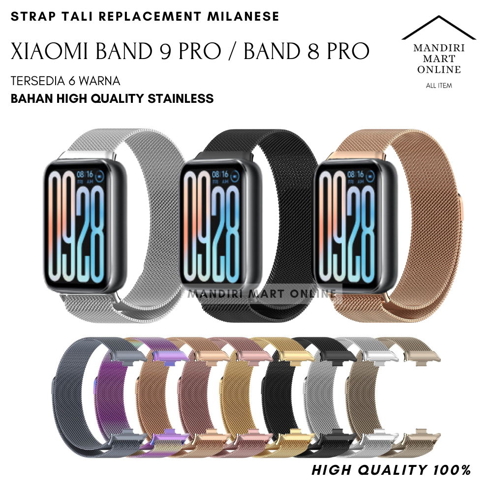 Xiaomi Smart Band 9 Pro / Mi Band 9 Pro สาย Milanese เปลี่ยนวัสดุสแตนเลส Xiaomi Mi Band 8 Pro