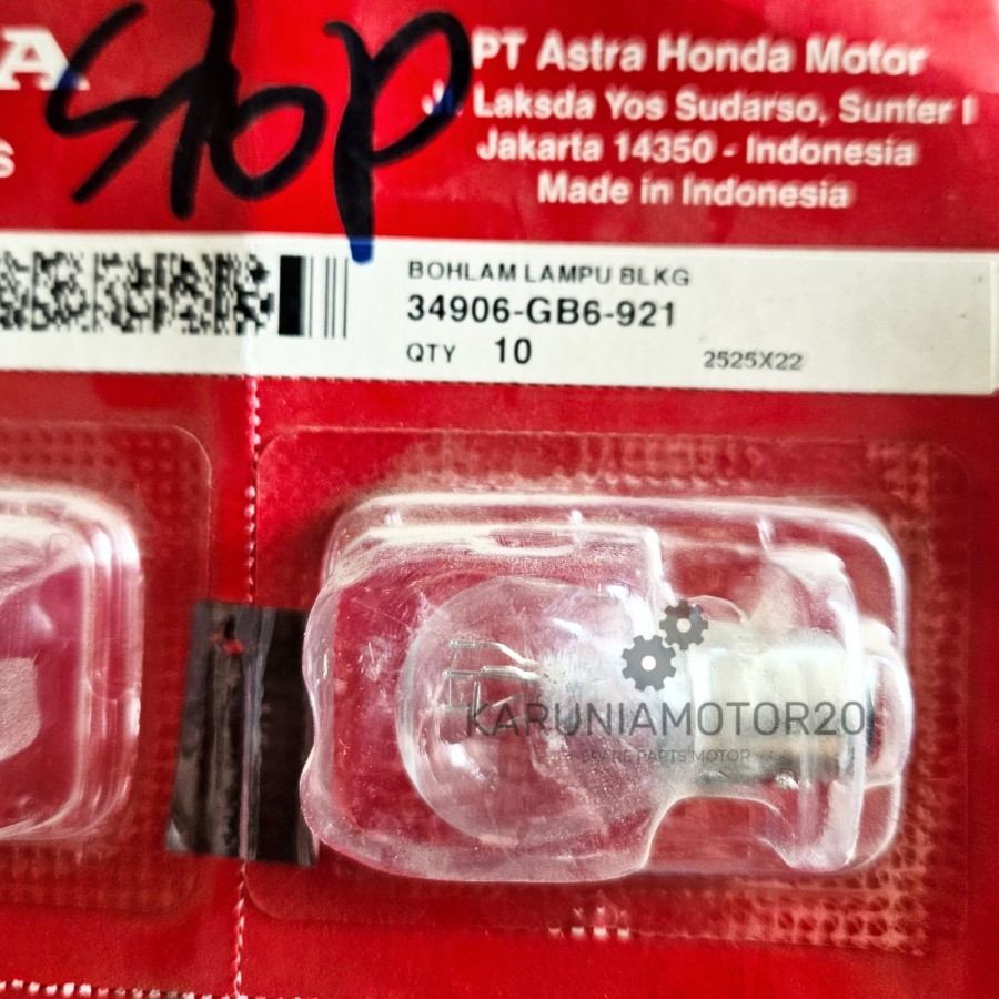 หลอดไฟหยุด 12V/18.5W สําหรับรถจักรยานยนต์ทั้งหมด AHM 34906-GB6-921