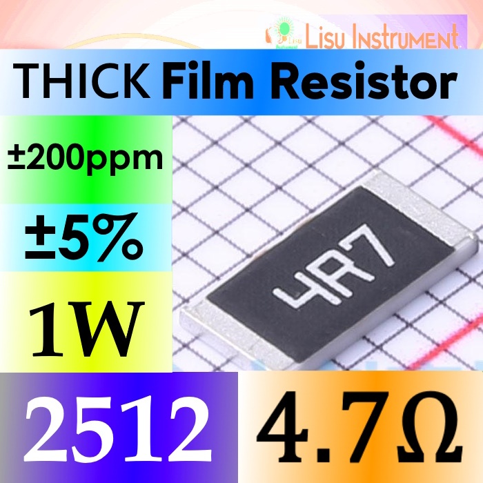 4.7Ω 2512 1W ±5% ±200ppm/°C ตัวต้านทานฟิล์มหนา 4R7 4.7R FOZAN FRC2512J4R7 TS