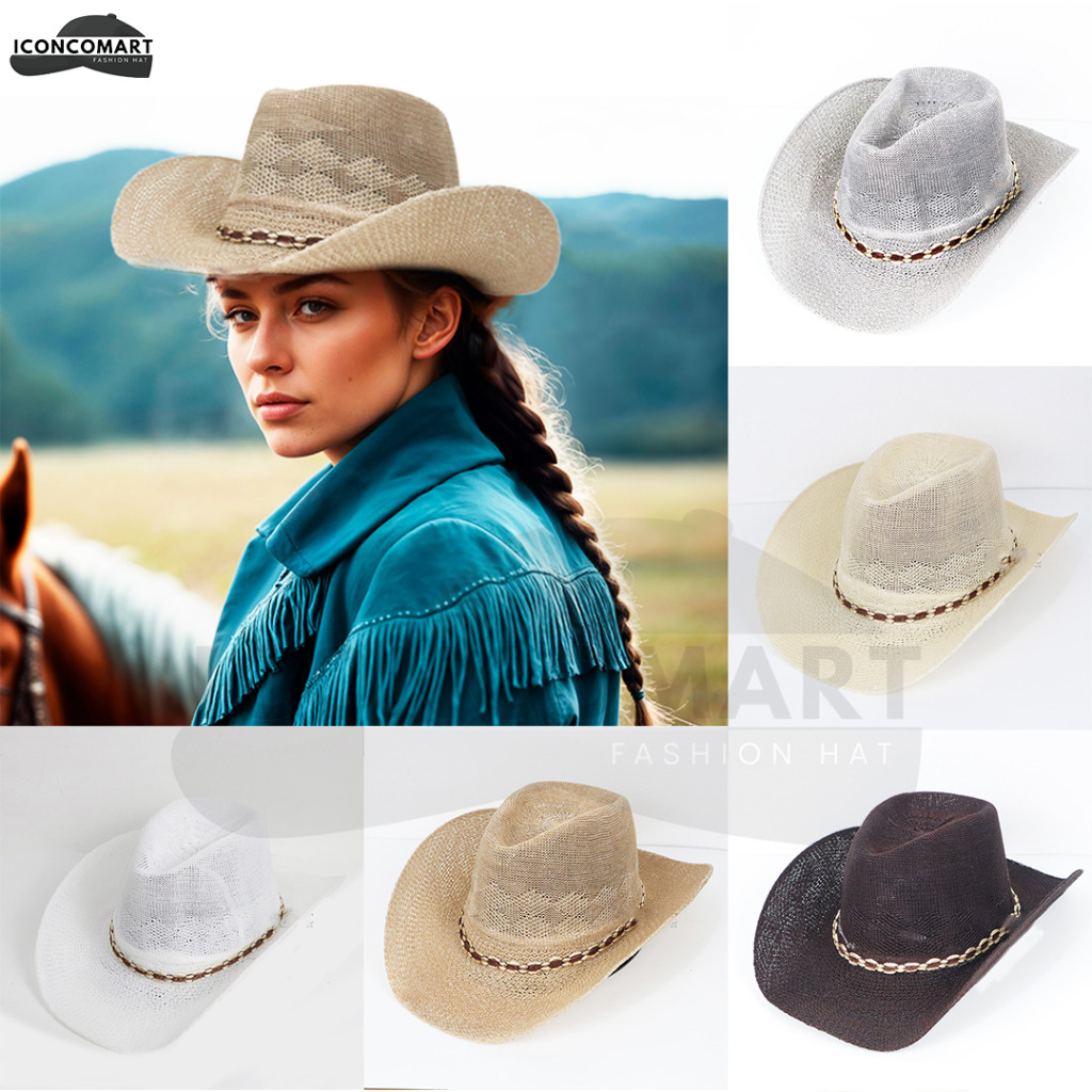 WIDE KNIT COWBOY HAT / COWBOY HAT สําหรับผู้ชายและผู้หญิง - M-300