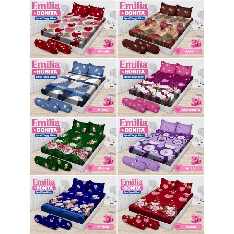 EXTRA KING EMILIA ผ้าปูที่นอนโดย Bonita B2 200X200 2 หมอนความสูง 25 คู่ Anti-Slide ยาง