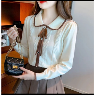 Blouse Wanita Sailor Knit Lengan Panjang | Baju Atasan Wanita Sailor Korean Style