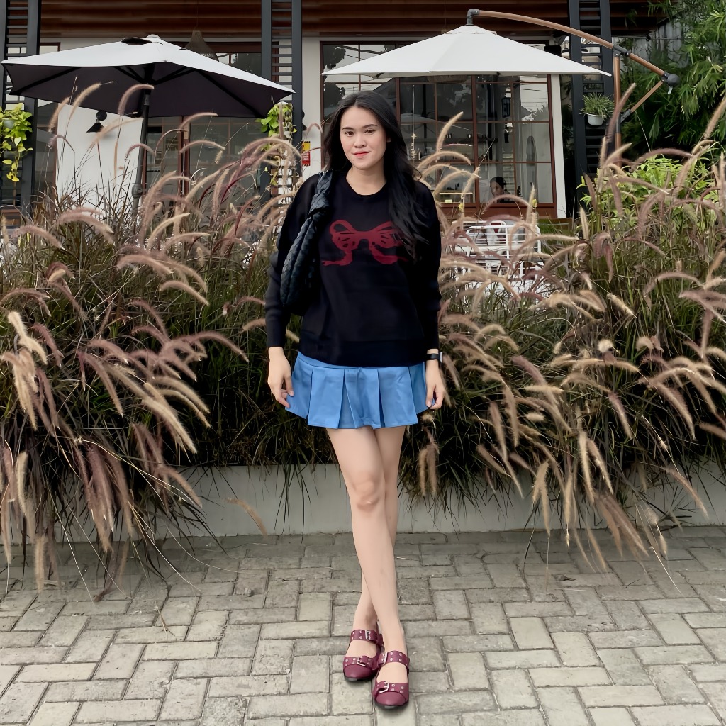 Sana Sweater Coquetee Sweater Ribbon Oversize Basic Sweater byvitafa