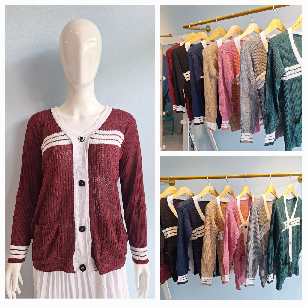 INDO STRIPE KNIT CARDIGAN / HANUM CARDIGAN / Womens OUTER