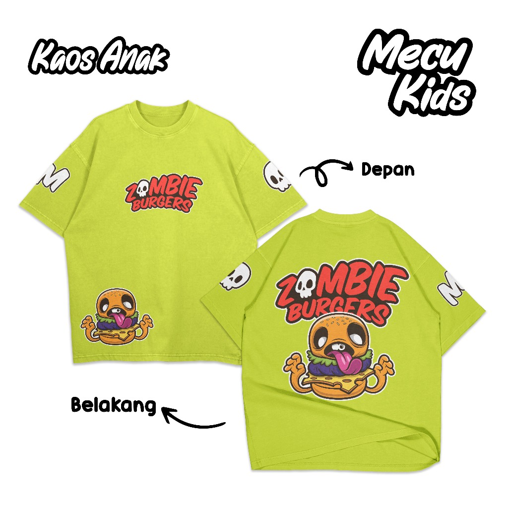 KATUN ZOMBIE BURGERS MECUKIDS DISTRO เสื้อยืดสําหรับ CHILDREN AGED 4 5 6 7 8 9 10 11 12 ปีผ้าฝ้ายหวี
