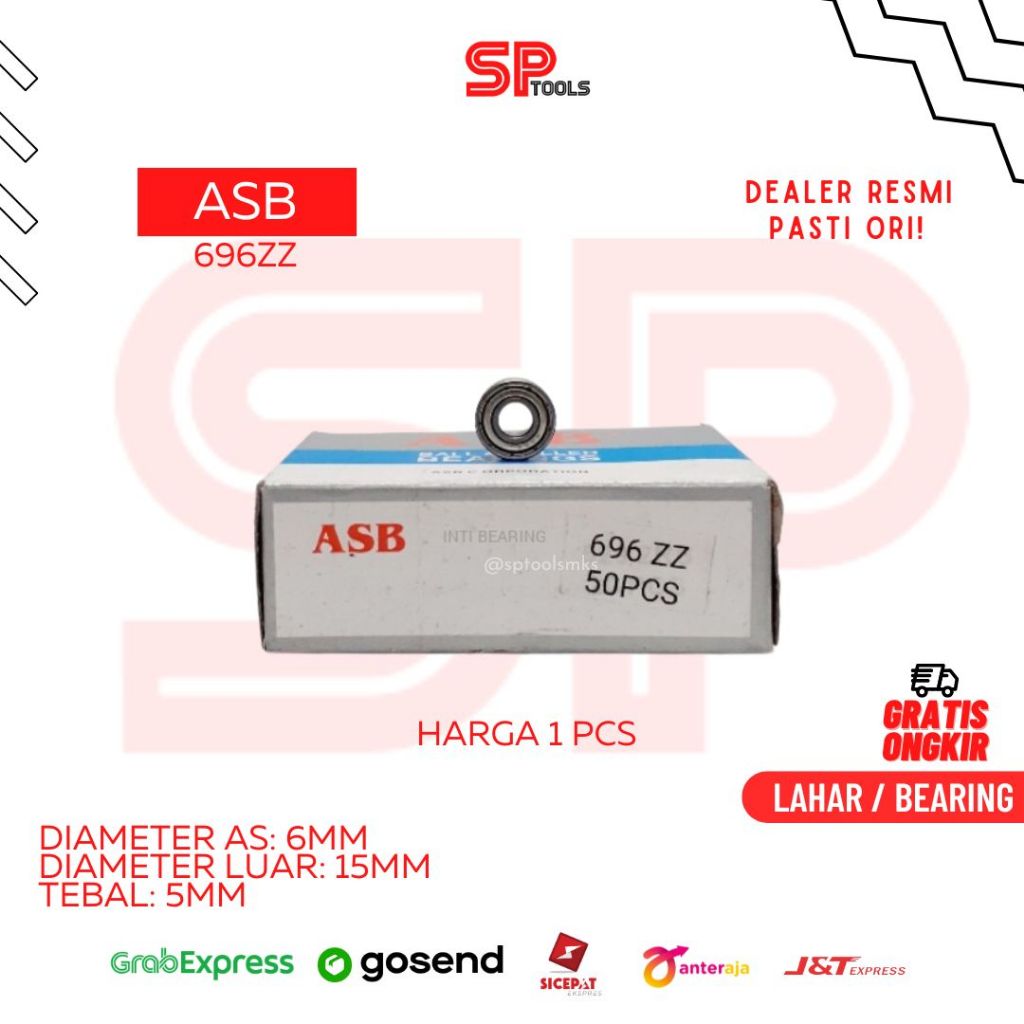 LAHAR / BEARING ASB 696ZZ 696 ZZ IRON CAP 6MM X 15MM x 5MM