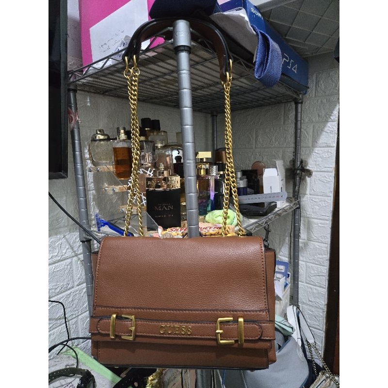 PRELOVED Brown Leather Chain Gu**ss Bag