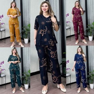 ONE SET LD 110 Setelan Wanita Celana dan Atasan Terbaru - Setelan busui resleting 9depan