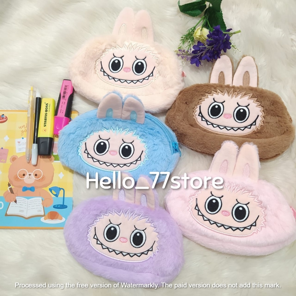 HS/ กล่องดินสอตุ๊กตาโรงเรียนสําหรับเด็ก Labubu The Monster Exiting Macaron Soft Cute Unofficial