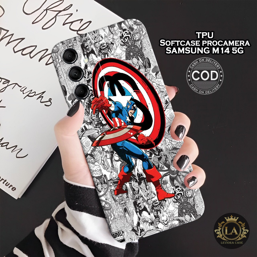 HP เคส Samsung M14 5G ล่าสุด - เคสแฟชั่น Spiderman - Samsung M14 5G Softcase - เคสกล้อง Pro - เคส Sa