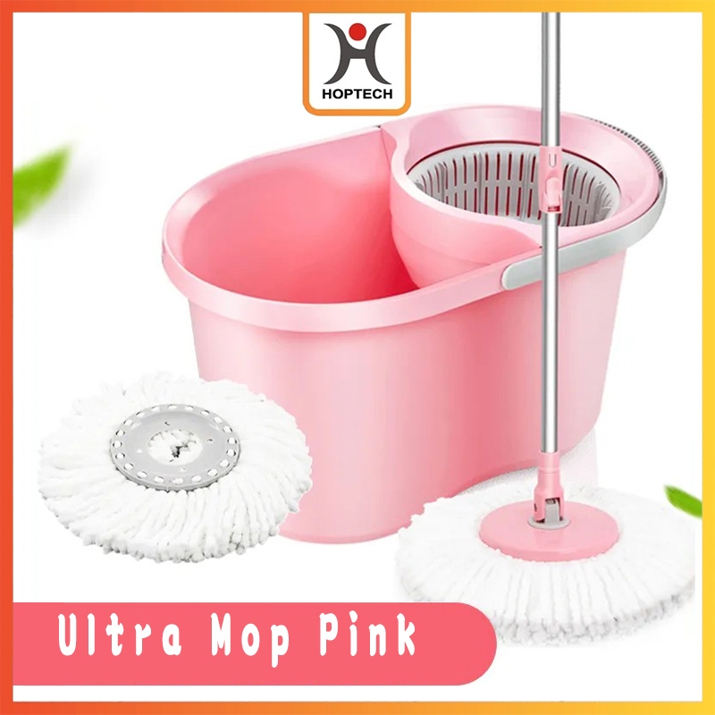 Hoptech - สีชมพู Ultra Mop Floor Mop Spin Mop Floor Plan Spin Mop