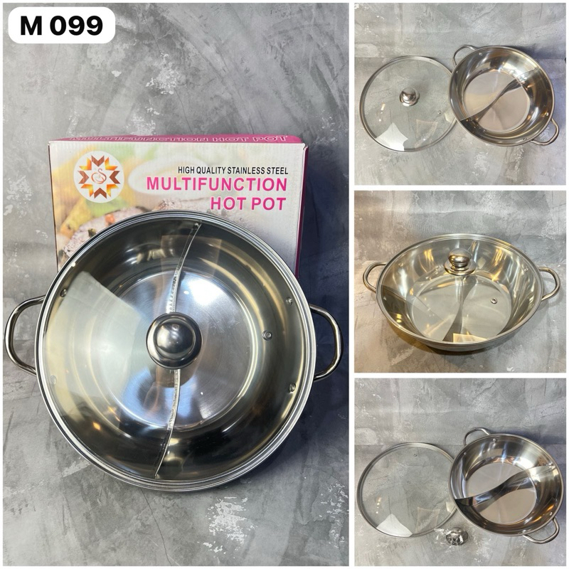 JUMBO 30CM 2-COMPANIMENT SHABU POT พร้อมแก้ว LID / SHABU HOTPOT