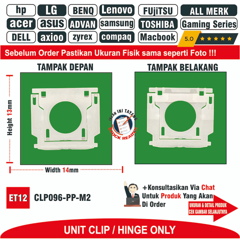 ET12 CLP096-PP-M2 ขนาด M คลิปผีเสื้อรองรับภายใน BONE KEYCAP MECHANICAL HINGE คีย์บอร์ดแล็ปท็อปโน้ตบุ