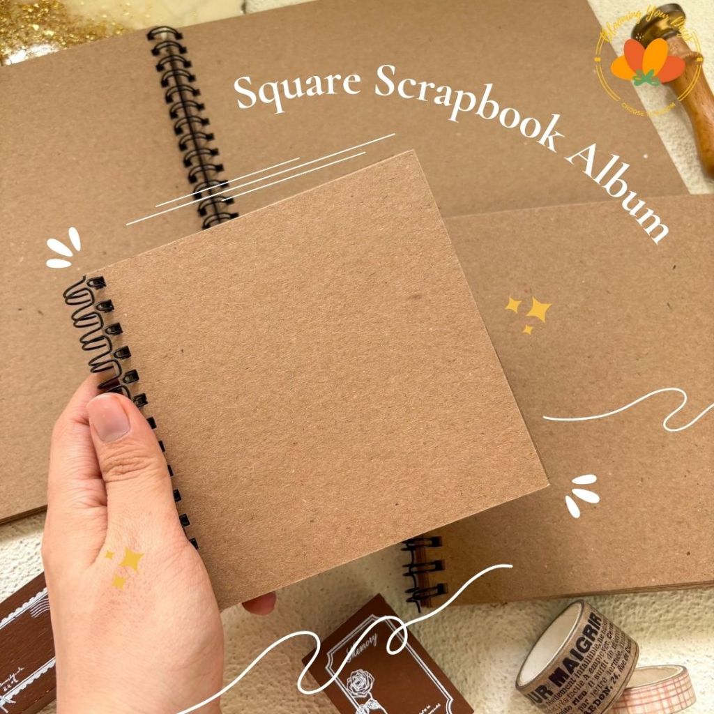 SCRAPBOOK อัลบั้มรูปสี่เหลี่ยม กล่อง PLAIN อัลบั้มสมุดภาพ หนังสือสีน้ําตาล วินเทจ ของขวัญวันครบรอบ เด็กสาววาเลนไทน์