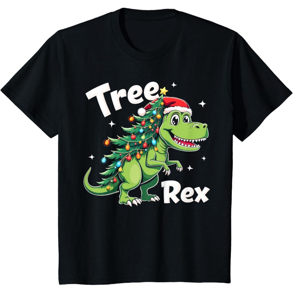 Tree Rex T-Rex เสื้อยืดคริสต์มาสและเครื่องประดับสําหรับเด็ก