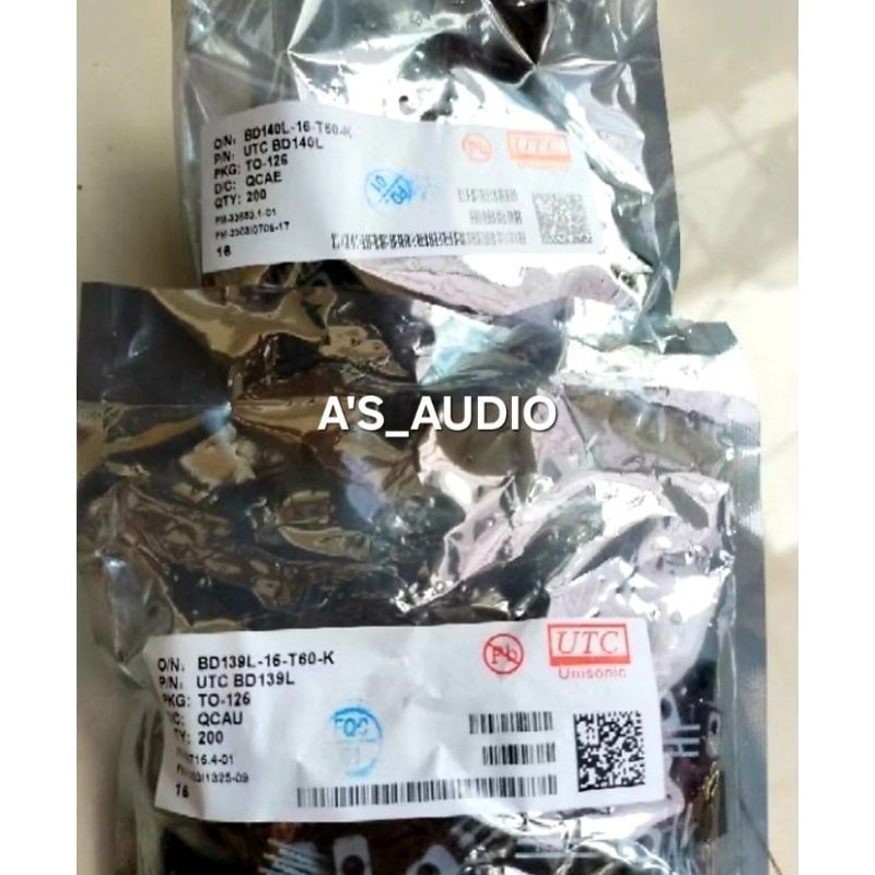 UTC BD139 BD140 UTC BD 139 BD 140 UTC UNISONIC 1 ชุด